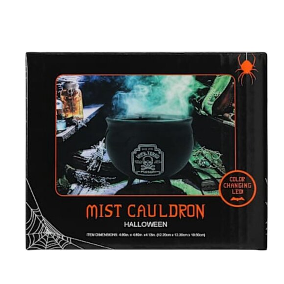 Halloween Mist Cauldron 4.8" | Color Changing LED Spooky Brew Decoration – NEW - Picture 1 of 7